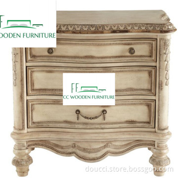 Classical French style wooden bedside table for bedroom 3 drawer nightstand night stands